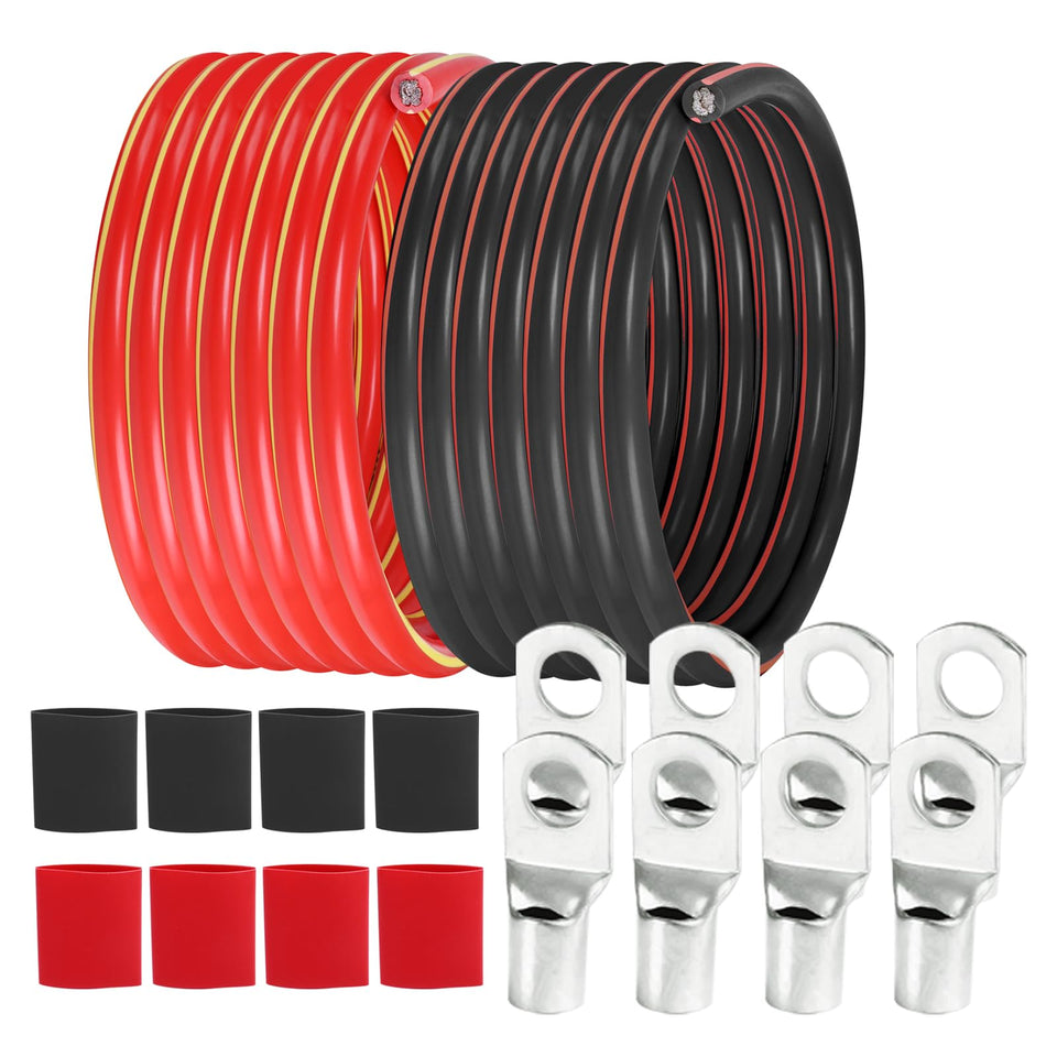 SUNNAREPOON 2 gauge red battery cable 12ft for vehicle power and auxiliary systems