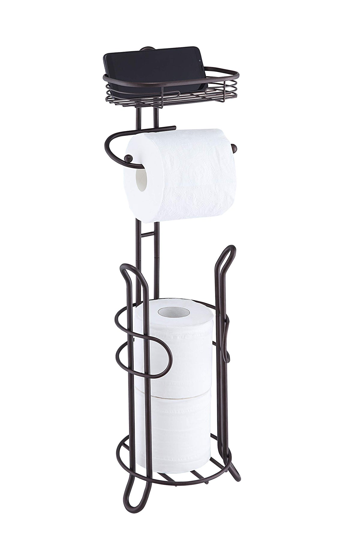 SunnyPoint bathroom stand bronze with easy-access toilet paper storage