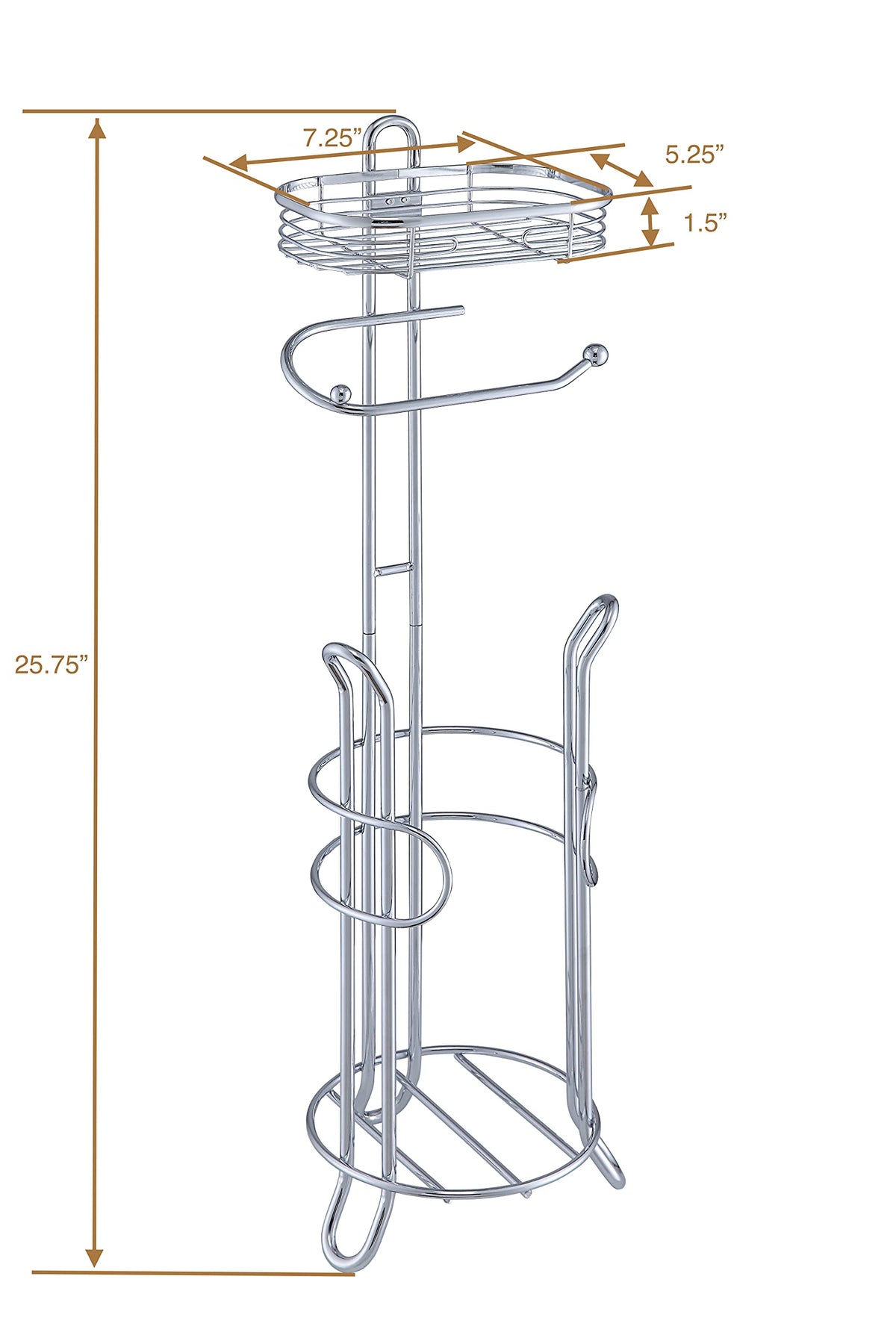 SunnyPoint chrome stand holds three mega rolls and keeps the bathroom neat