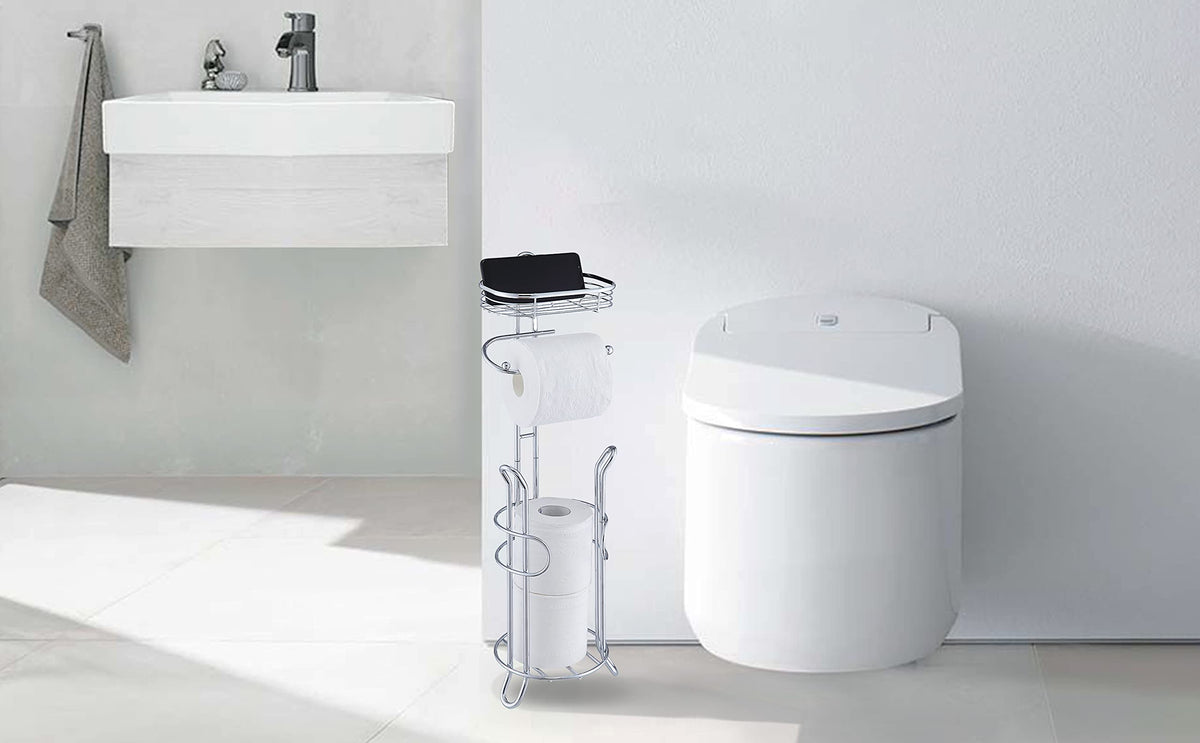 SunnyPoint chrome raised feet elevate rolls off the floor for cleaner presentation