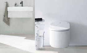 SunnyPoint chrome raised feet elevate rolls off the floor for cleaner presentation