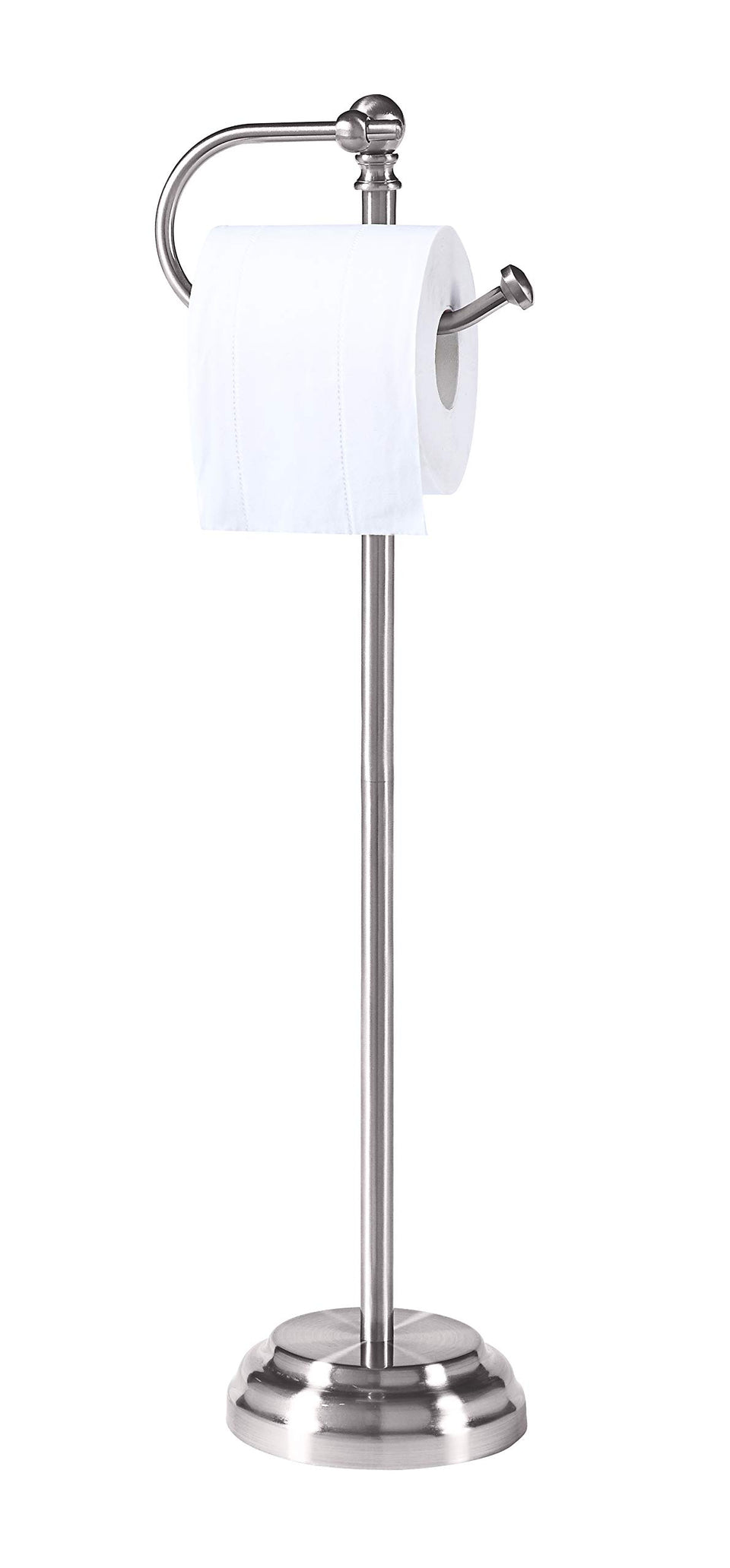 SunnyPoint Classic toilet roll stand shows a brushed chrome finish, keeping tissues accessible.