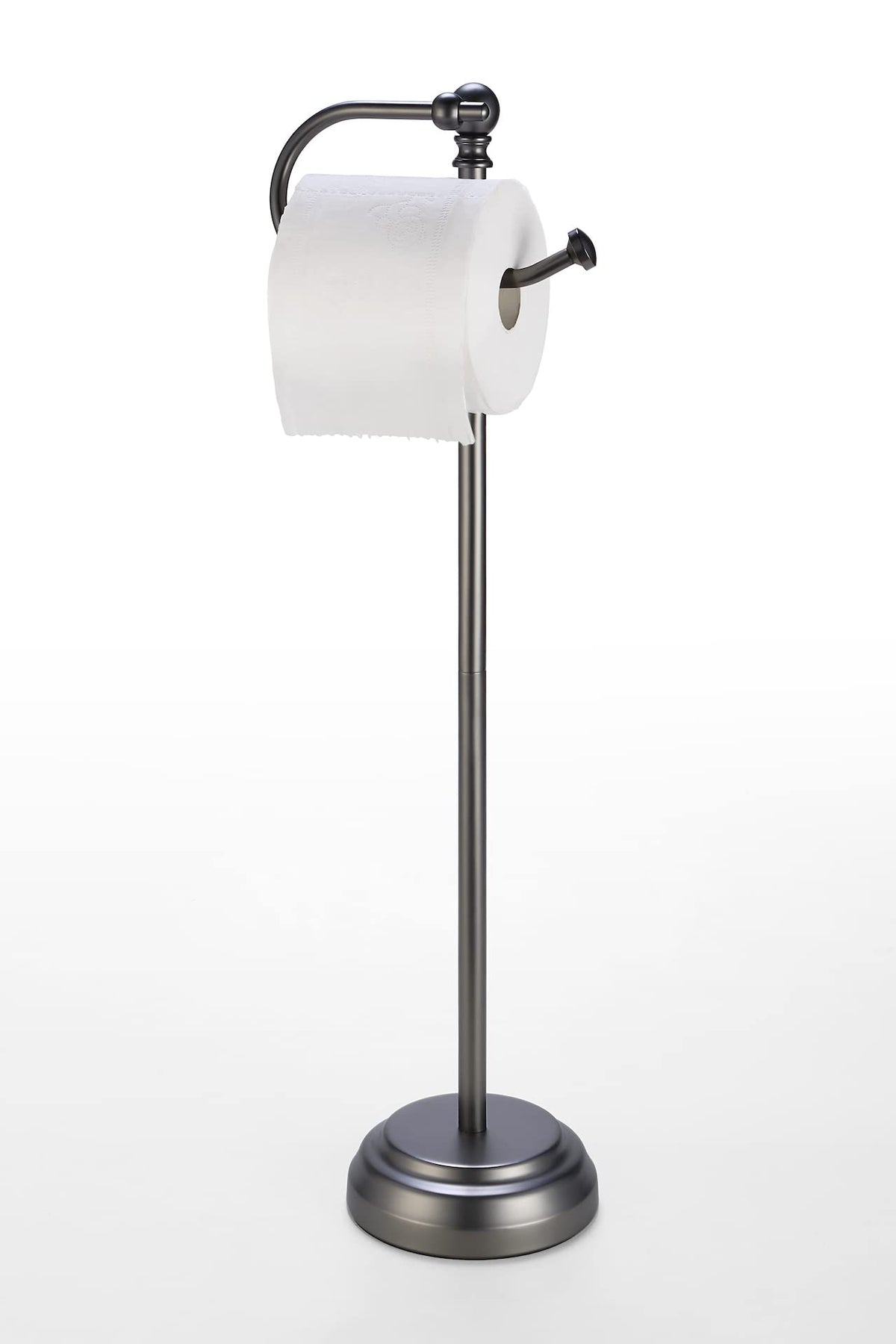 SunnyPoint Classic black nickel toilet paper stand with weighted base for stability