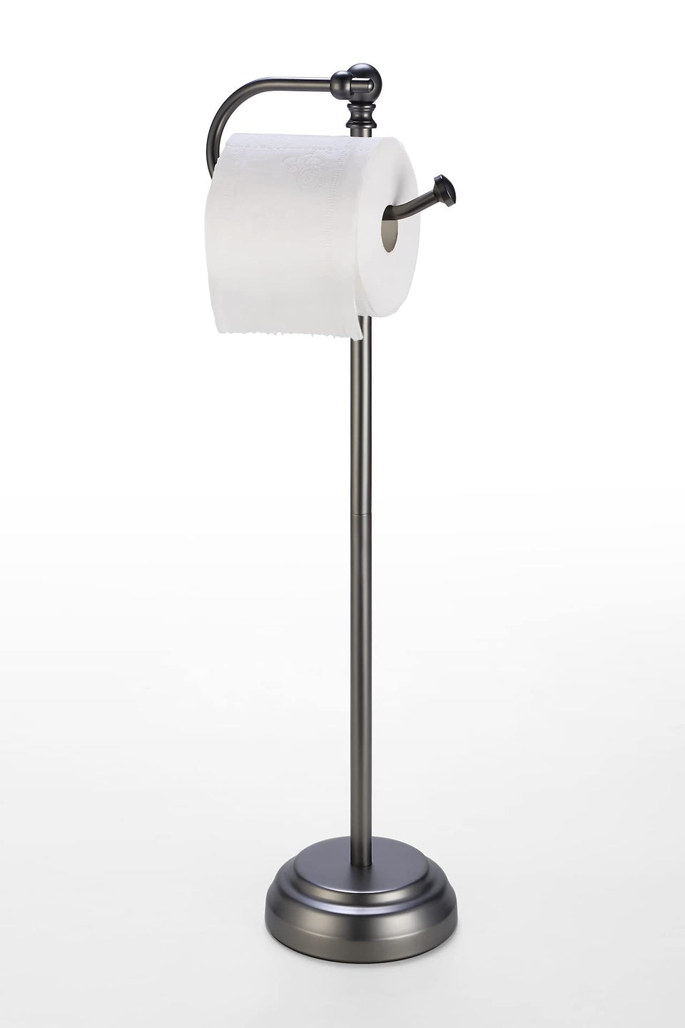 SunnyPoint Classic black nickel toilet paper stand with weighted base for stability