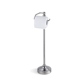 SunnyPoint Deluxe free-standing toilet tissue stand in brushed nickel for organized bathrooms