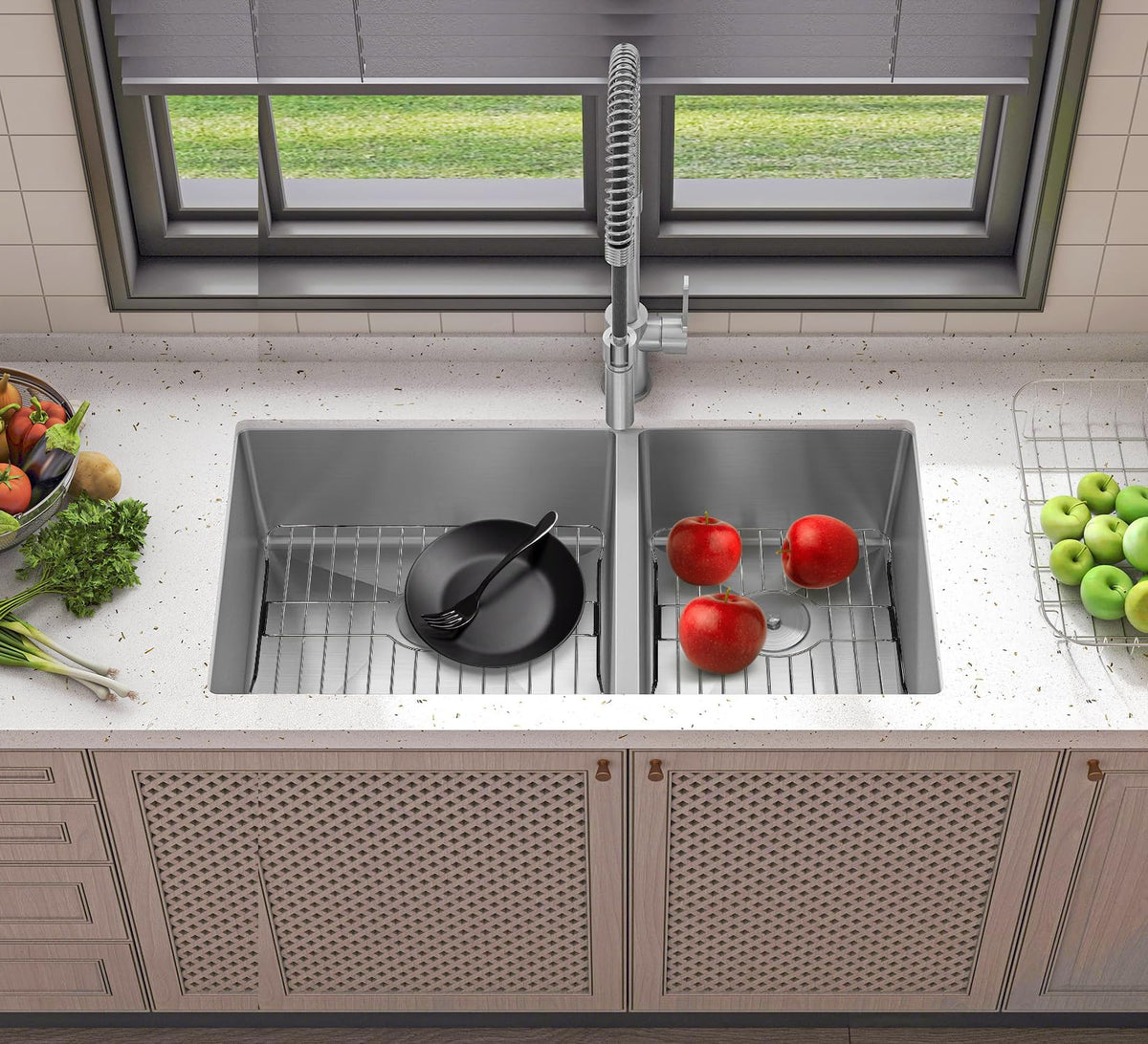 SunnyPoint universal fit view demonstrates compatibility with multiple sink styles