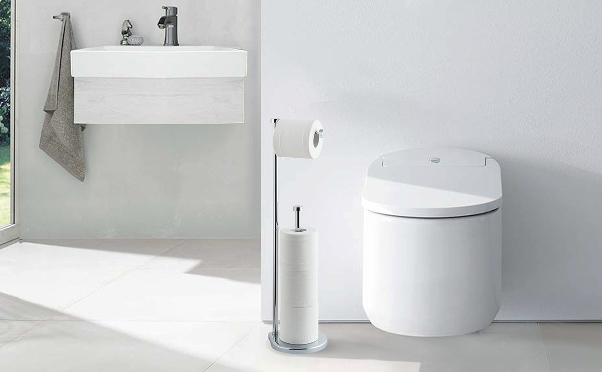 SunnyPoint chrome holder dispenses smoothly while keeping rolls organized