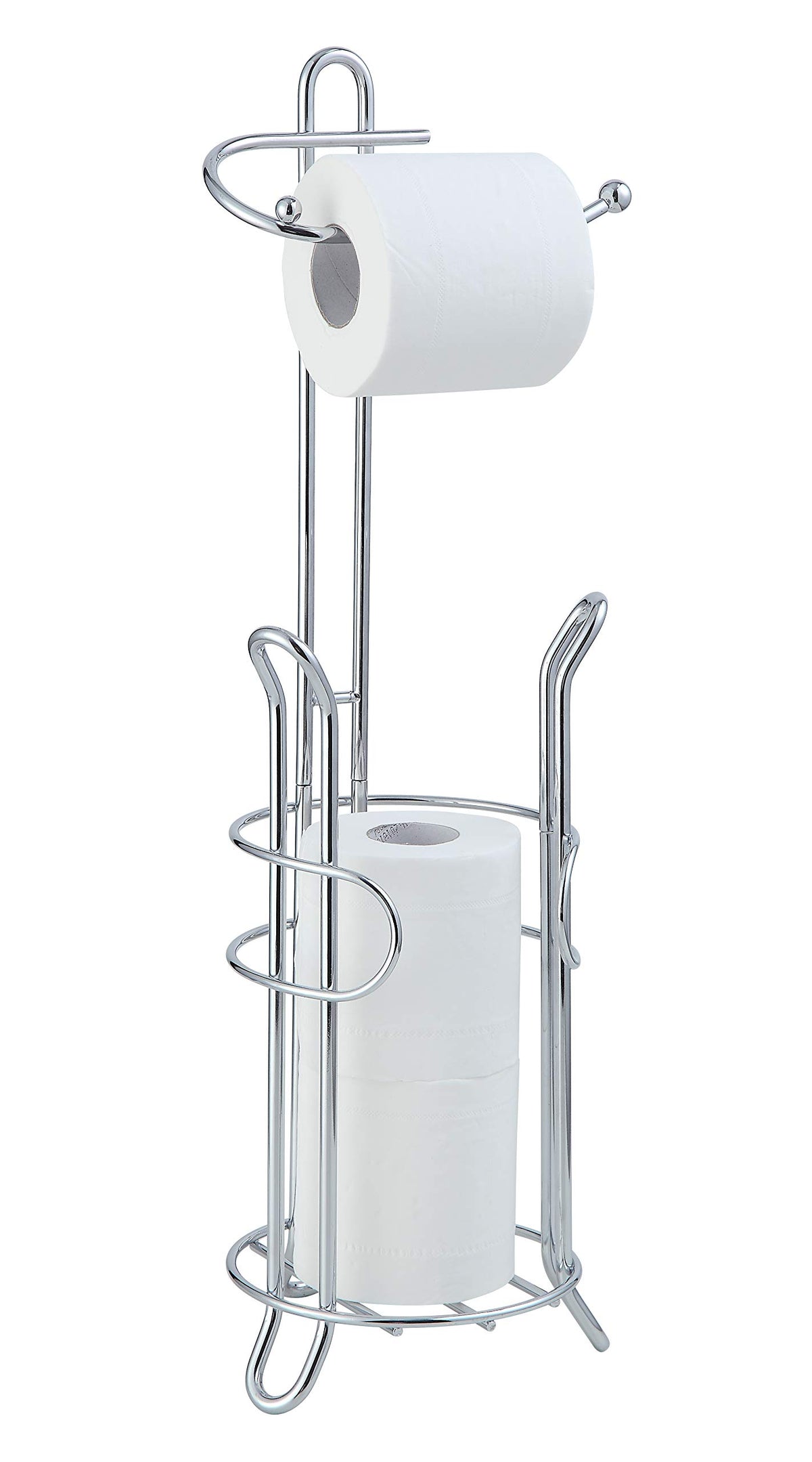 SunnyPoint freestanding toilet paper holder demonstrates quick assembly for a clutter-free bathroom.