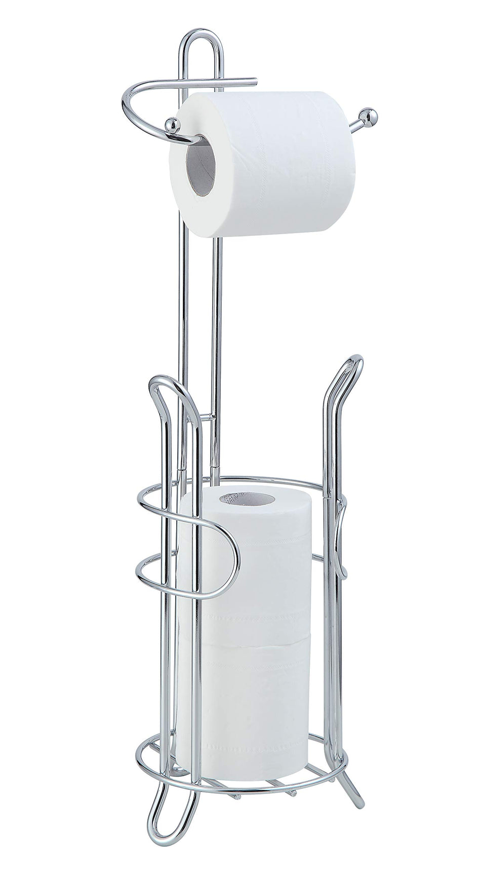 SunnyPoint freestanding toilet paper holder demonstrates quick assembly for a clutter-free bathroom.
