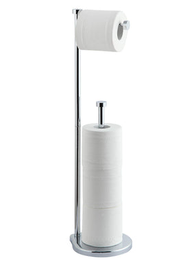 SunnyPoint toilet paper holder stand with reserve in chrome, easy jumbo roll access