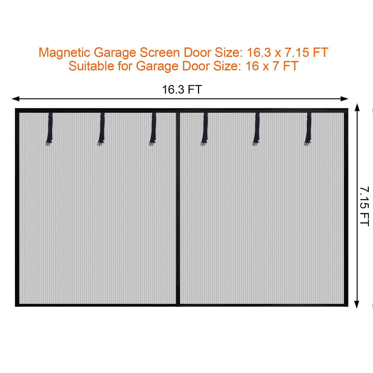 Sunolga magnetic garage door screen closeup of magnets ensuring quick, quiet doorway closure.