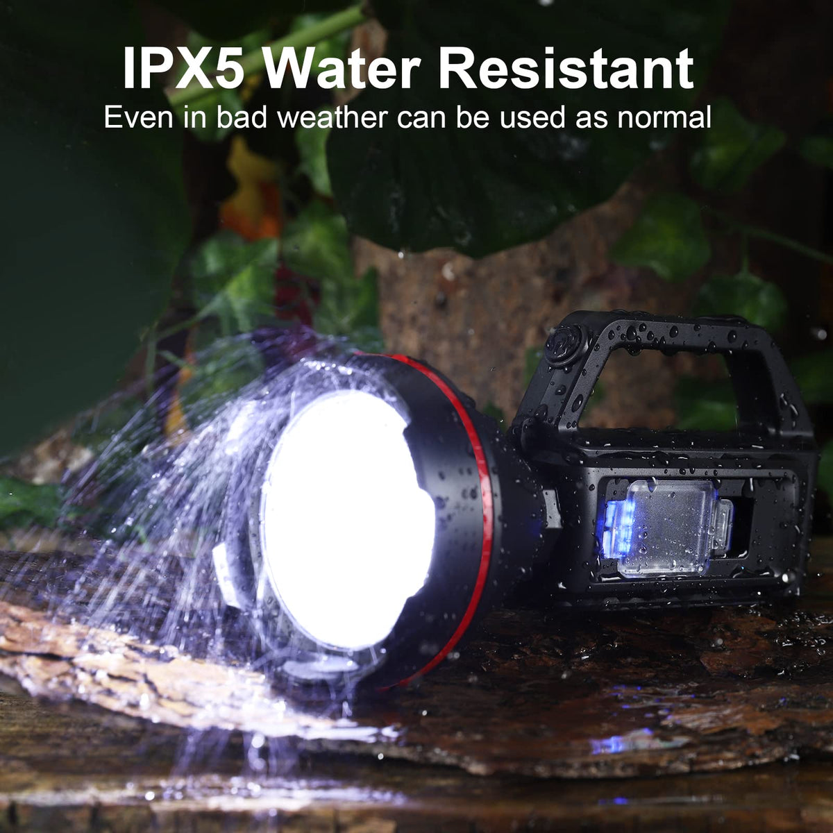 SunPro Spotlight USB output powers devices when outlets are scarce.