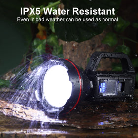 SunPro Spotlight USB output powers devices when outlets are scarce.