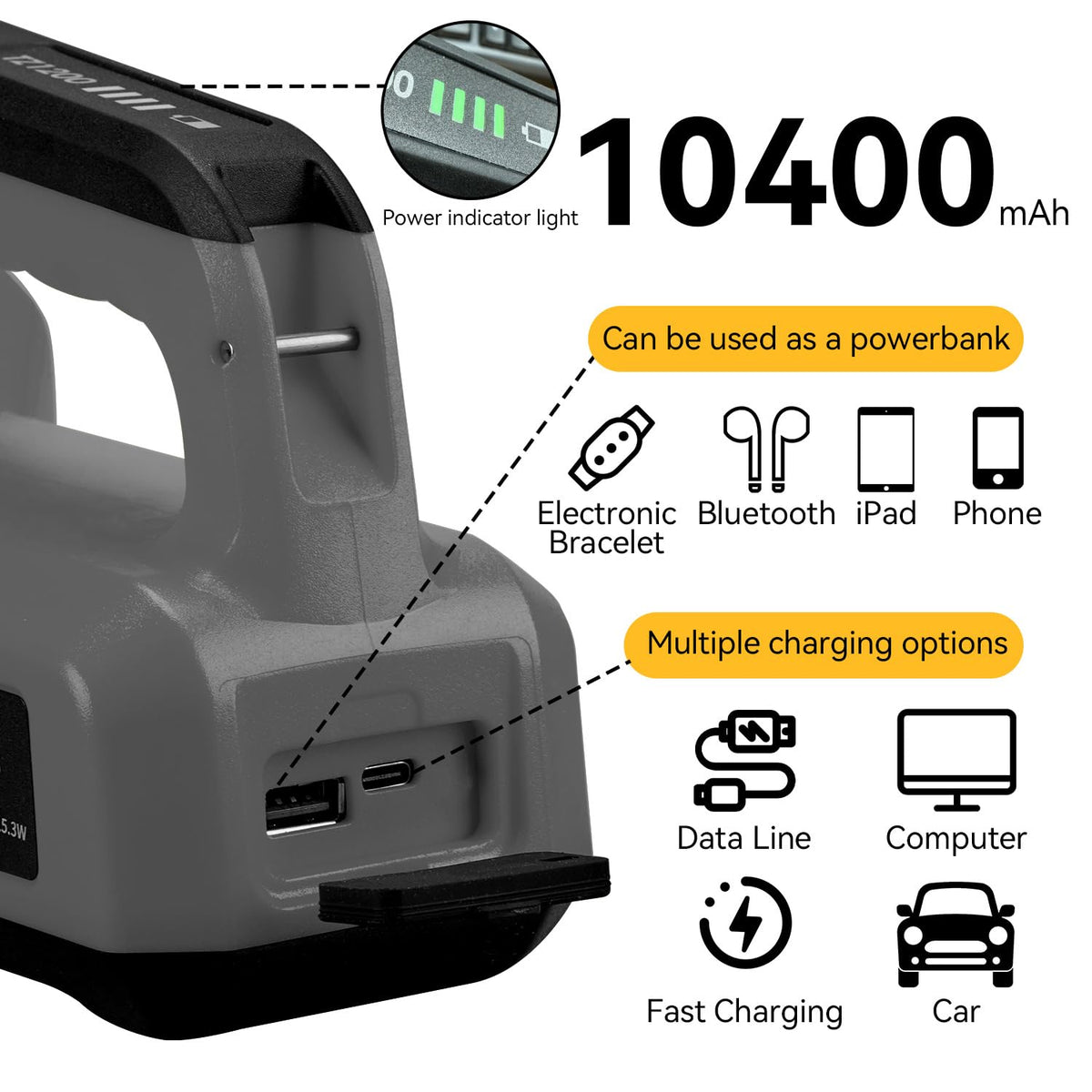 SUNREI red light SOS mode boosts visibility in emergencies.