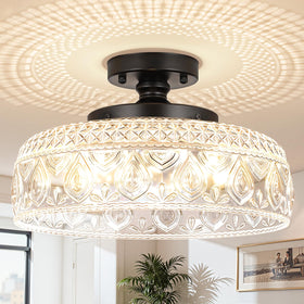 SunRider 3-light globe ceiling fixture showcases glass shade for warm, even kitchen lighting.