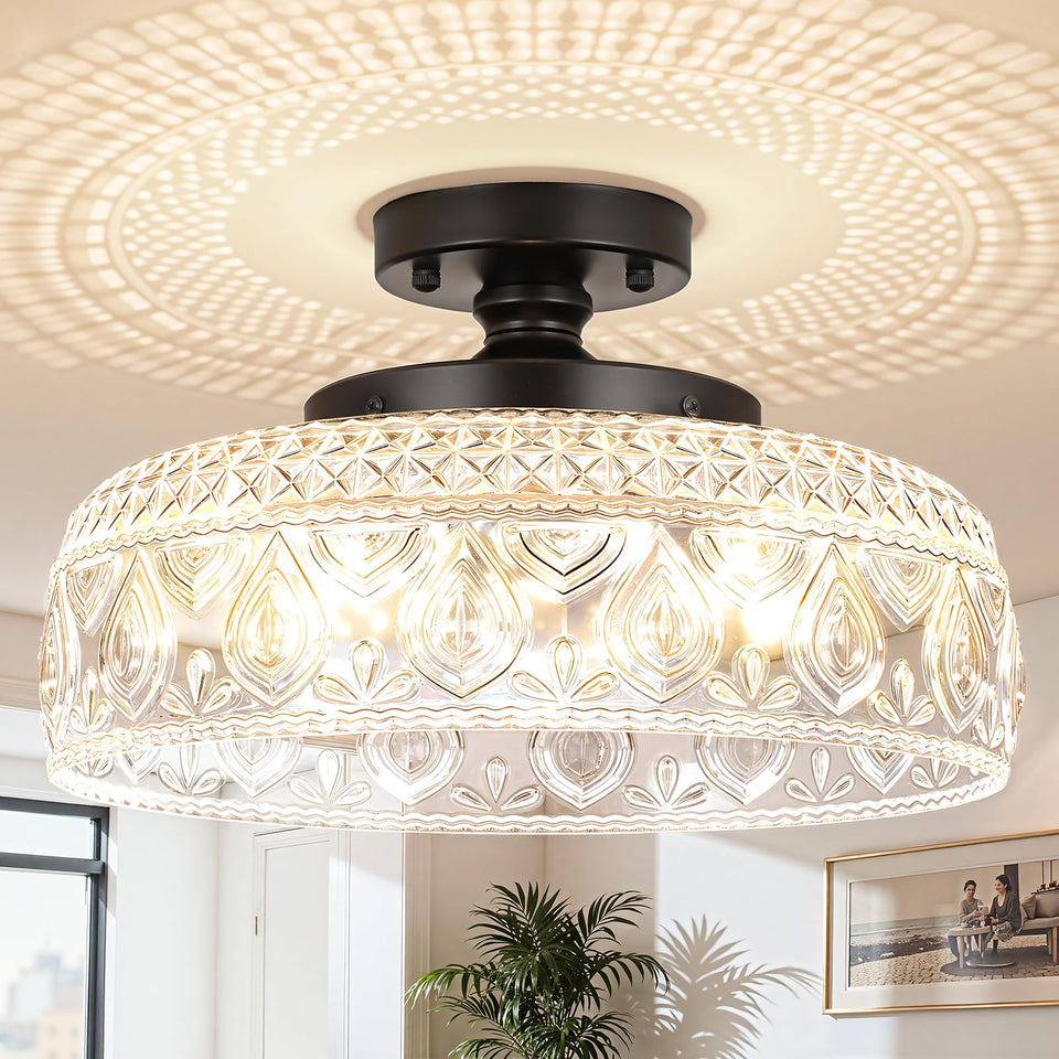 SunRider 3-light globe ceiling fixture showcases glass shade for warm, even kitchen lighting.