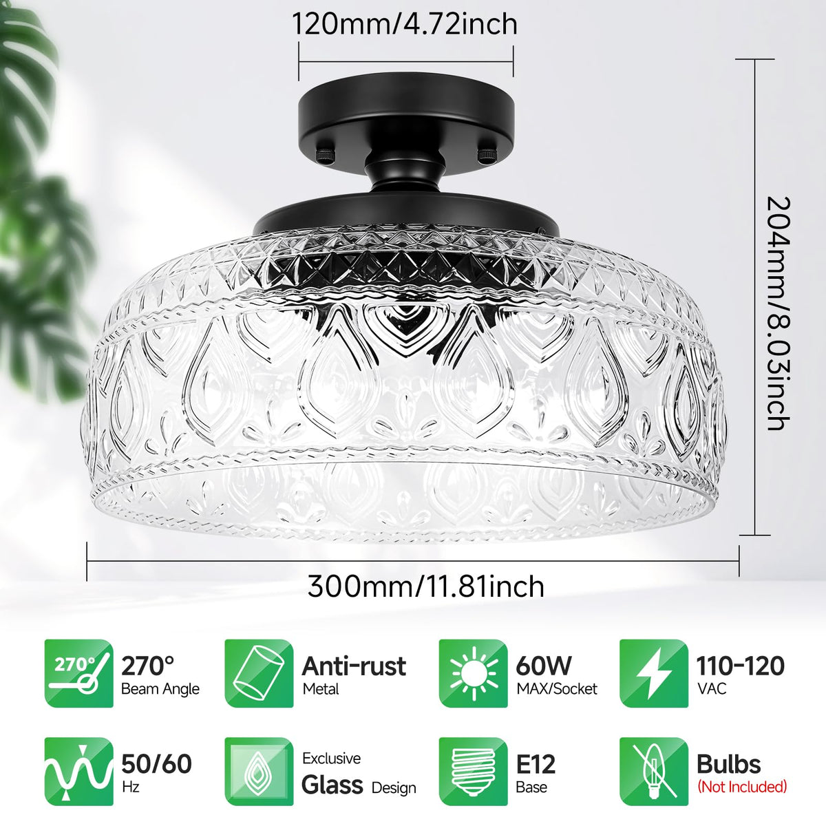 SunRider hand-blown glass shade with engraved floral pattern adds vintage charm to hallways.