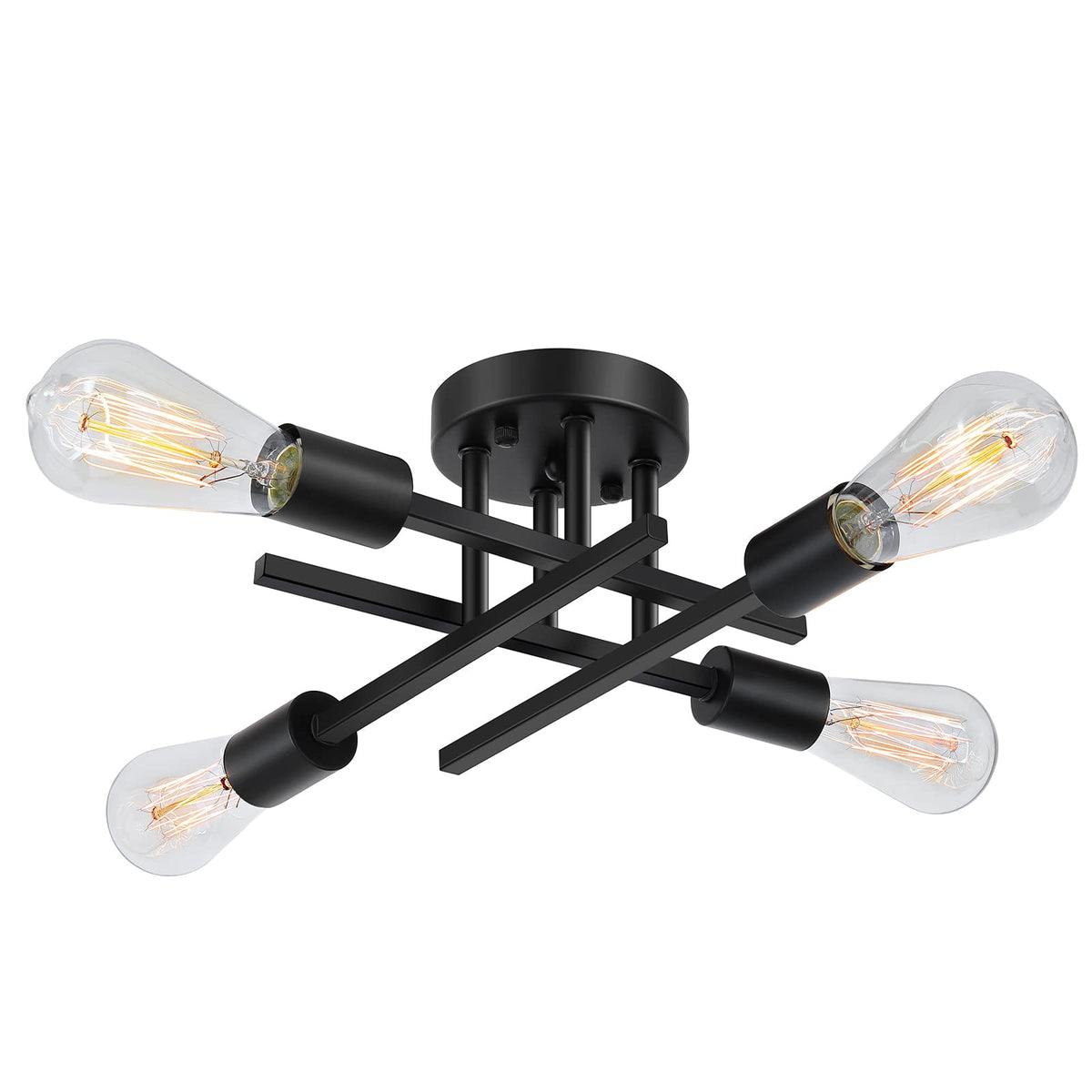 SunRider Industrial 4-Light Semi-Flush Mount – angle view adds modern farmhouse ambiance.