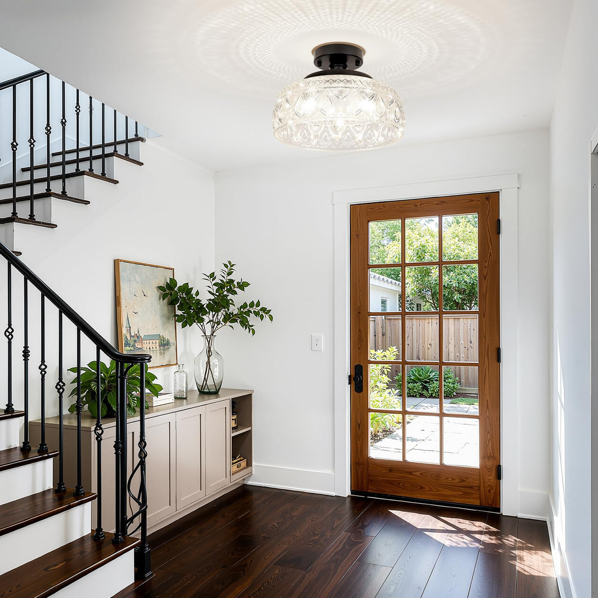 SunRider semi-flush mount plate keeps the space uncluttered with stylish profile.
