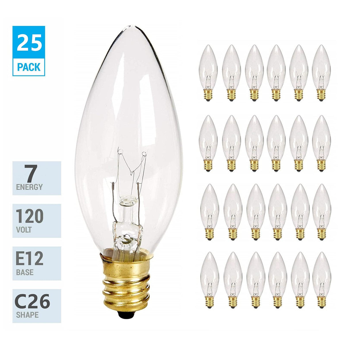 SUNSGNE E12 candelabra base bulb for small fixtures.