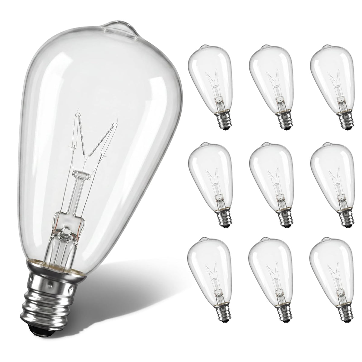 SUNSGNE Edison replacement bulb with clear glass for outdoor lights, warm amber glow.