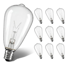 SUNSGNE Edison replacement bulb with clear glass for outdoor lights, warm amber glow.
