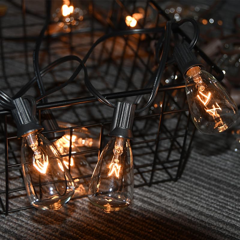 SUNSGNE wedding party lights using amber glow Edison bulbs.