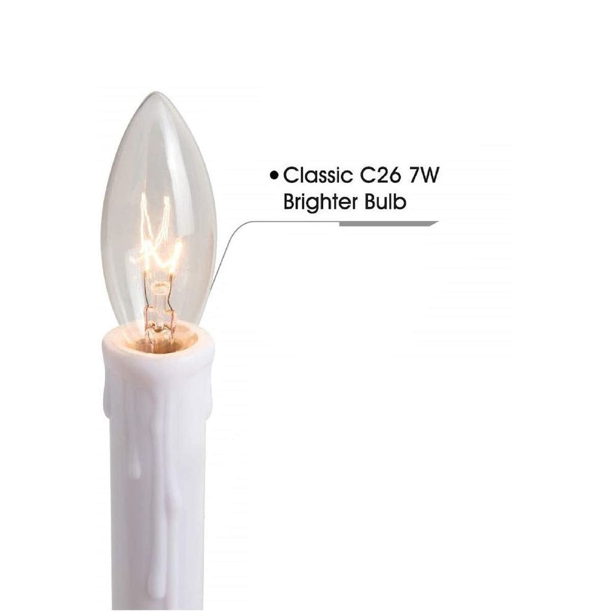 SUNSGNE灯 Electric window candle setup with clear bulbs.