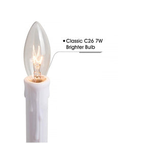 SUNSGNE灯 Electric window candle setup with clear bulbs.
