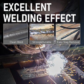Sunstac E6013 welding rod promotes high surface quality in welds.