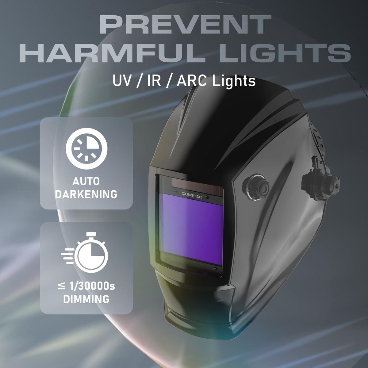 Sunstac helmet features 4-arc sensors for reliable auto-darkening