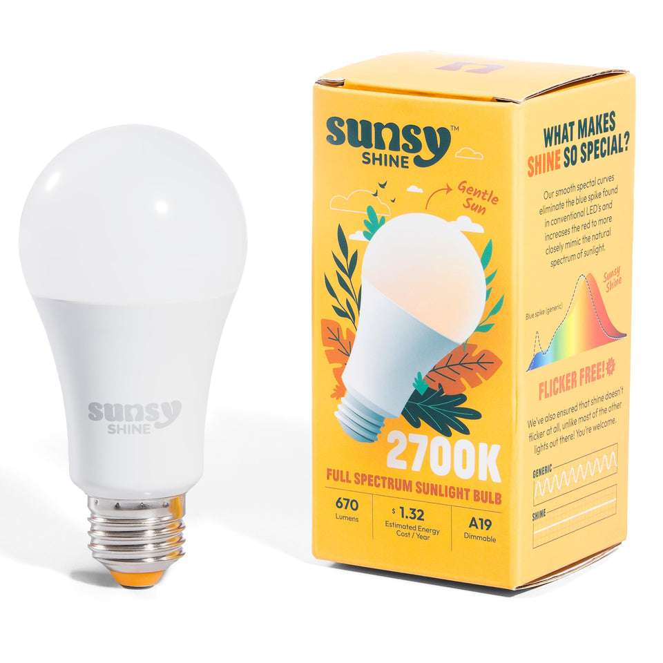 Sunsy Shine full-spectrum bulb creates daylight-like illumination for vibrant living spaces