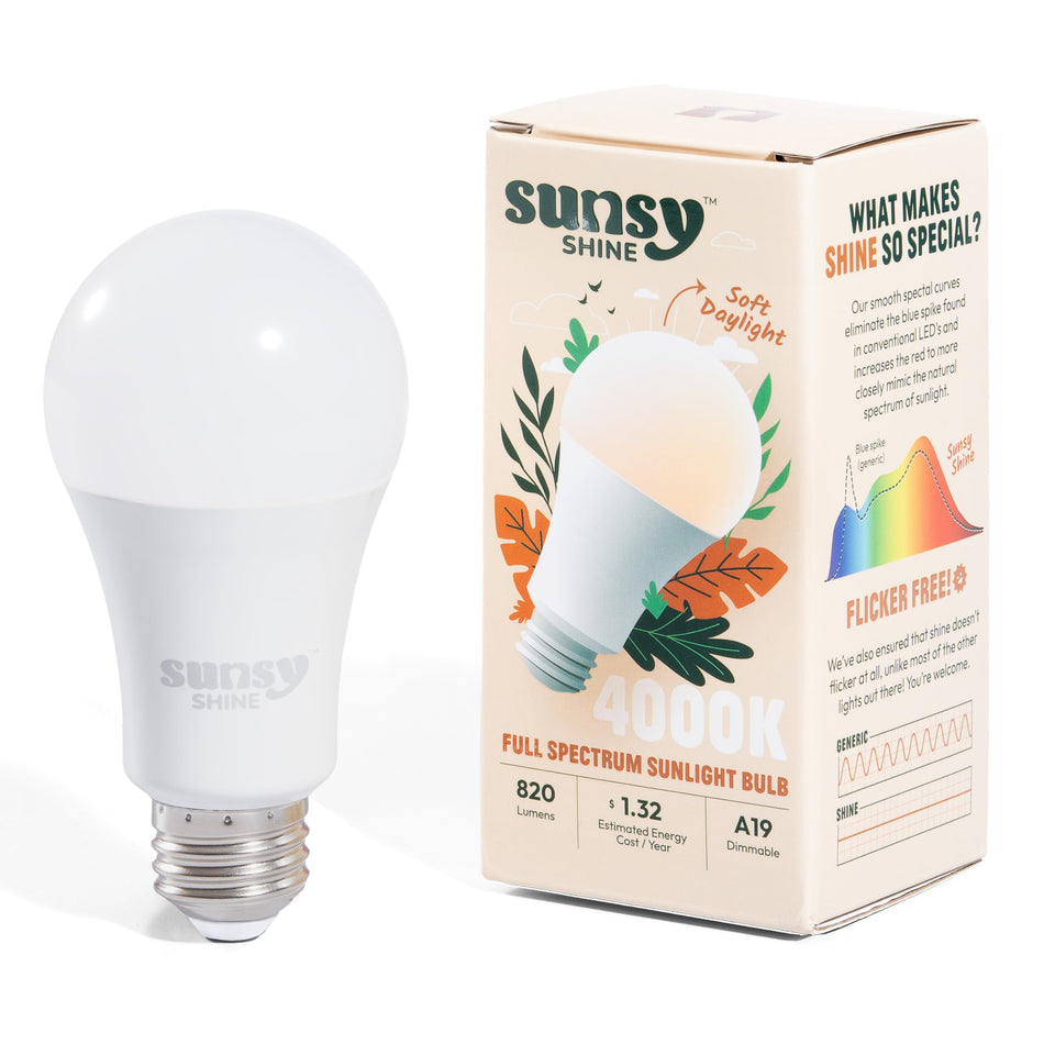 Sunsy Shine sunlike full-spectrum bulb for natural daylight in homes