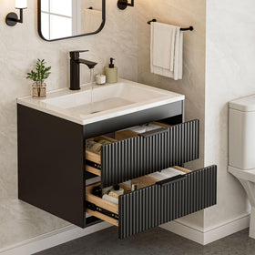 Suntage 24in modern MDF vanity front view highlights space efficiency