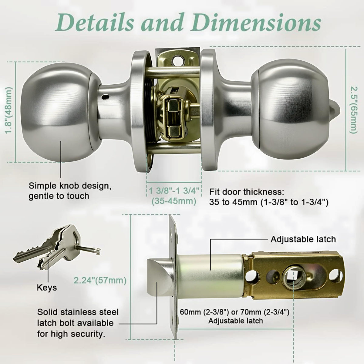 SUNTAI adjustable latch fits 2-3/8 to 2-3/4 inch doors