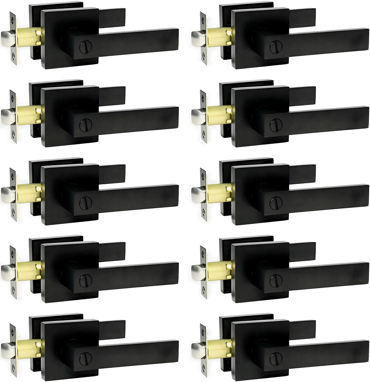 SUNTAI matte black door lever with square plate for bedroom privacy