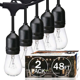 SUNTHIN 2-pack 48ft outdoor string lights bulbs emit a warm vintage glow for patios