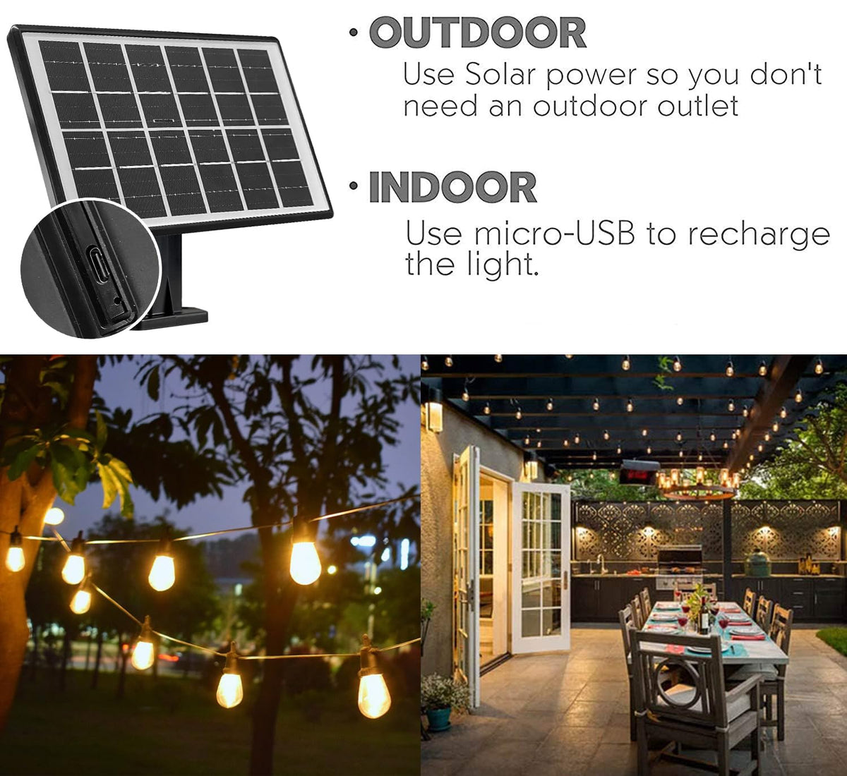 SUNTHIN backyard lighting creates ambiance for parties and evenings outdoors.
