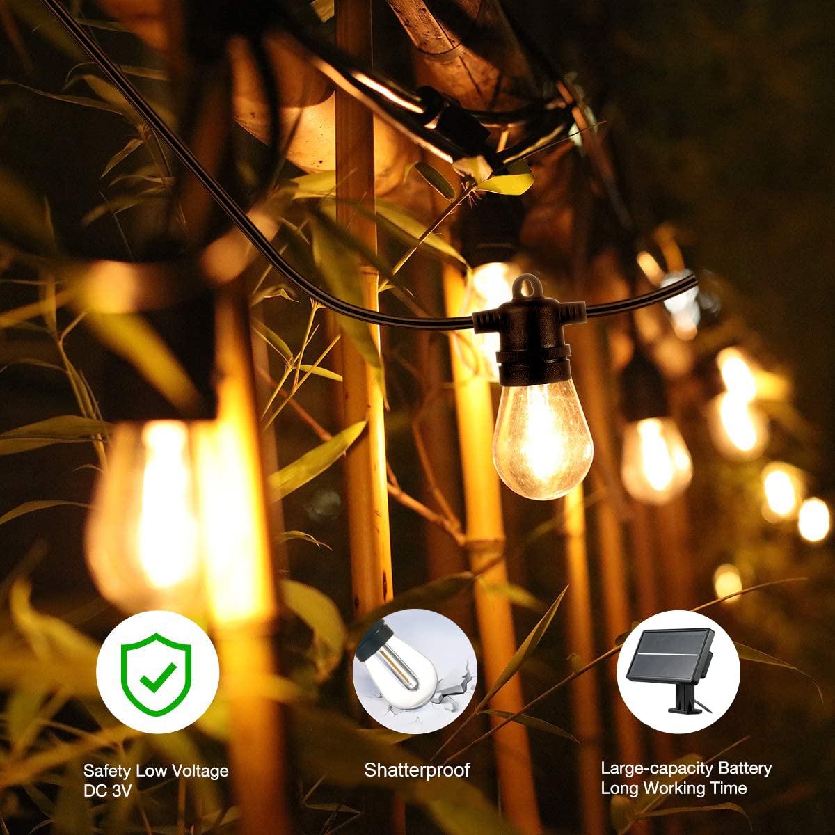 SUNTHIN USB recharge option adds flexibility when sun is limited for evenings.
