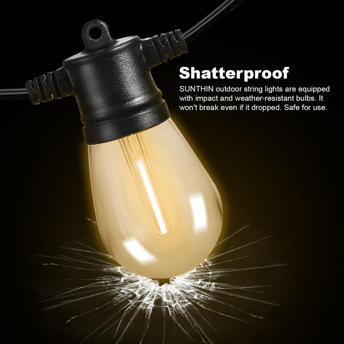 SUNTHIN dimmable outdoor lights with remote compatibility for mood lighting.