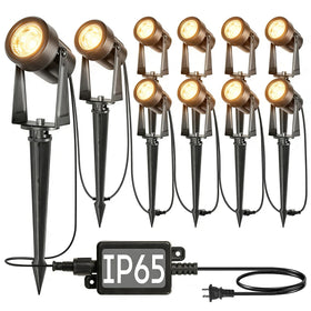SUNTHIN outdoor landscape lighting 10-pack illuminating garden features at night