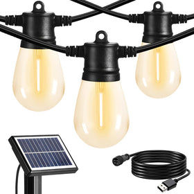 SUNTHIN outdoor solar string lights illuminate patios with 48 ft of warm glow for gatherings.