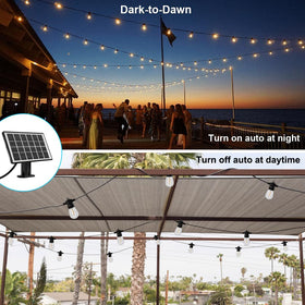 SUNTHIN solar string lights install quickly on fences or trellises.