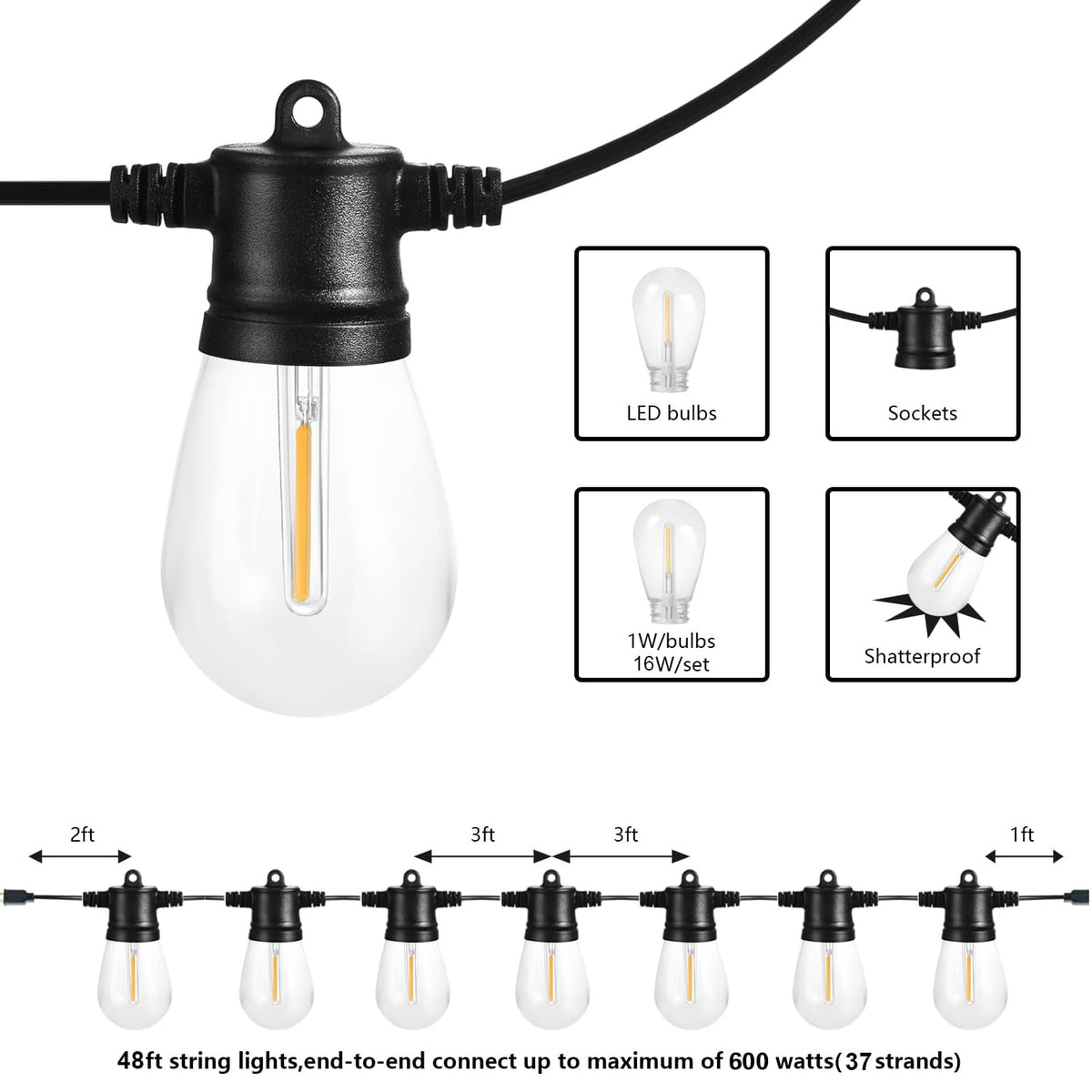 SUNTHIN weatherproof copper-wire lights for year-round backyard use.