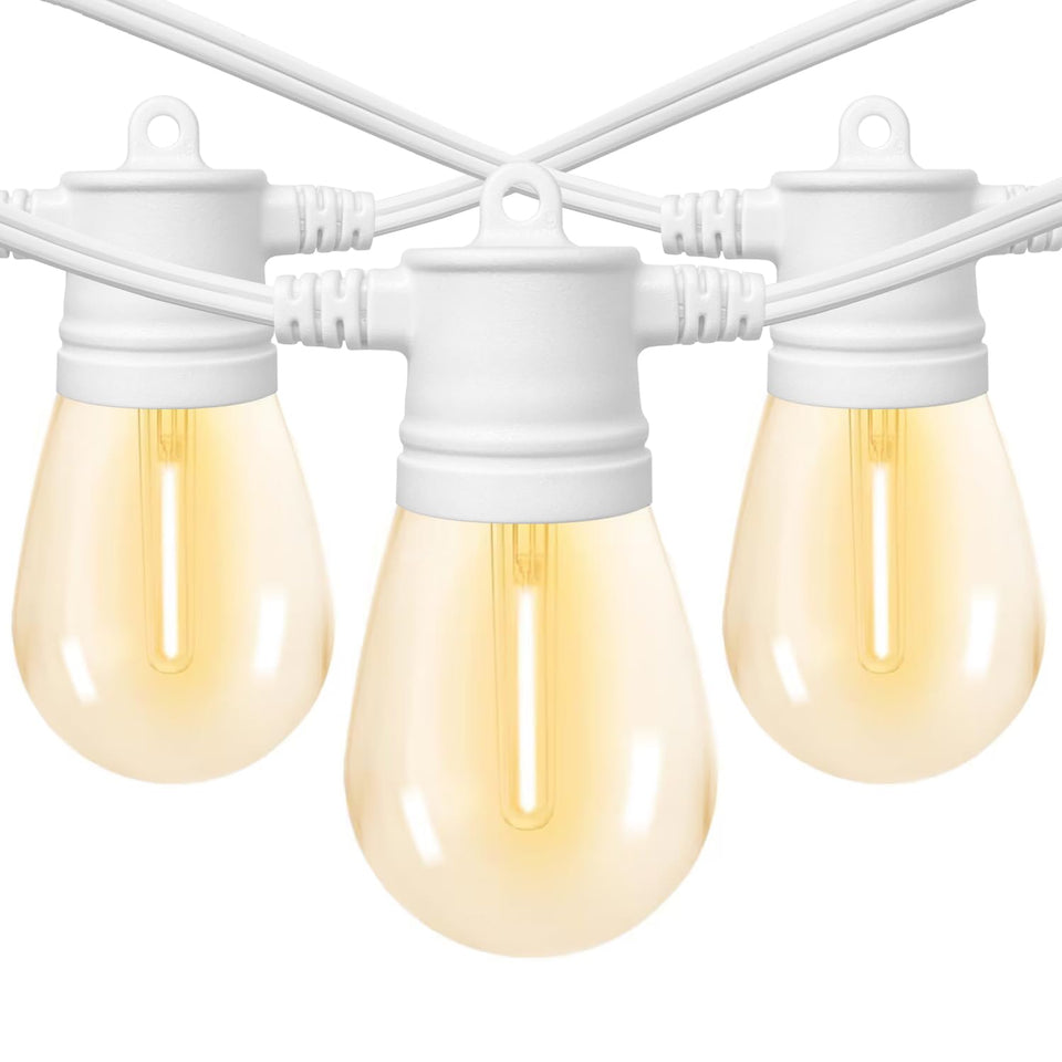 SUNTHIN white outdoor string lights illuminate 96 feet of patio for cozy evenings