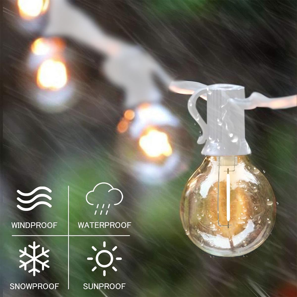SUNTHIN white outdoor string lights are dimmable for adjustable ambience.