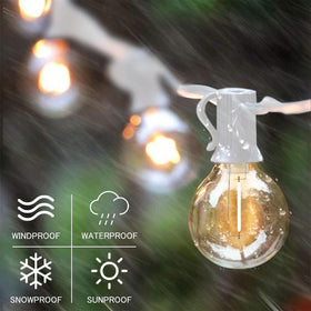 SUNTHIN white outdoor string lights are dimmable for adjustable ambience.