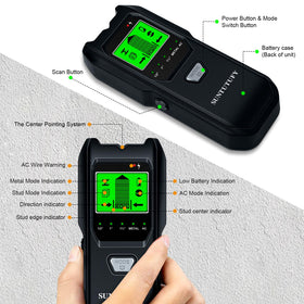 SUNTUTUFY stud finder safe-use guide image reinforces user-friendly design.