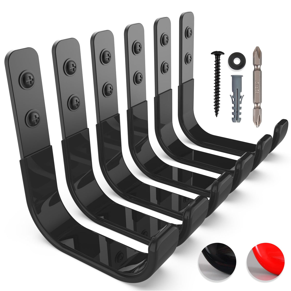 SunVFaFa garage hooks 4-inch wall-mount pack six for organized tools