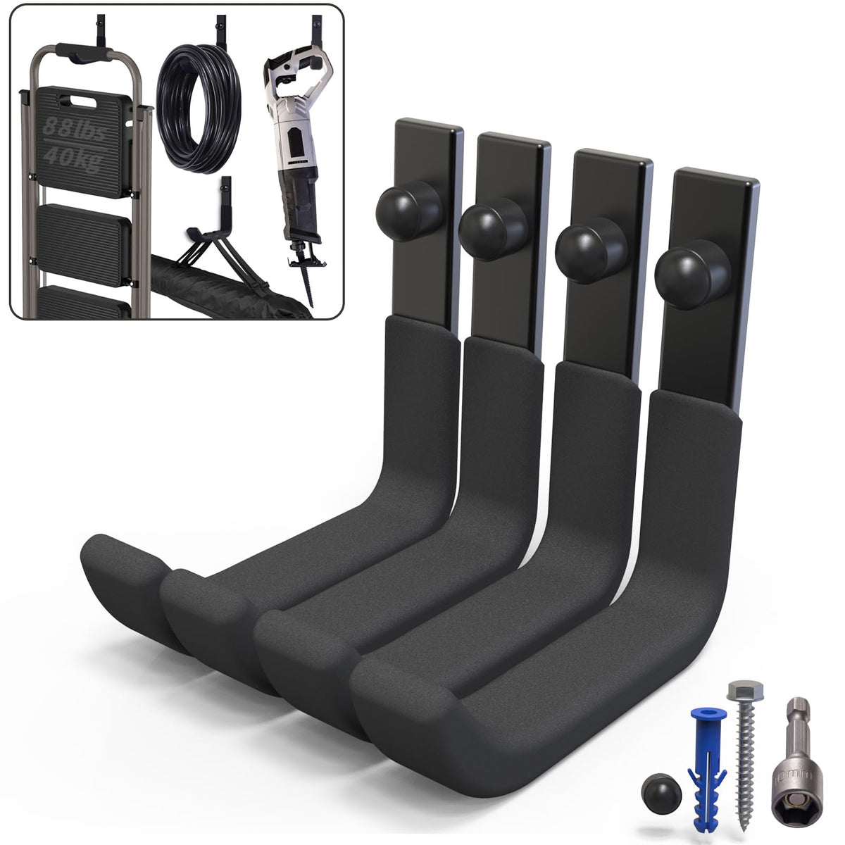 SunVFaFa garage hooks setup demonstrates quick installation for organized storage.